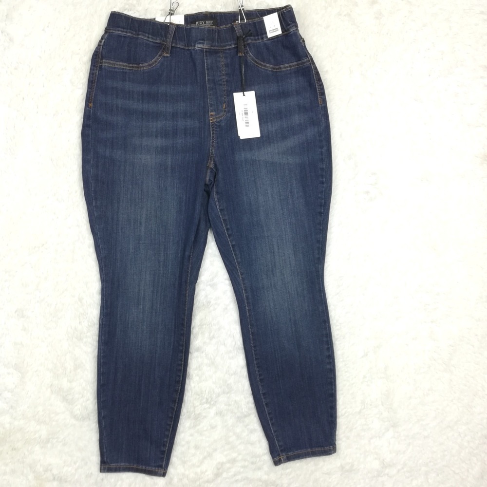Judy‎ Blue Womens Jeans Skinny Pull On Blue Denim High Waist Dark Plus 14W New